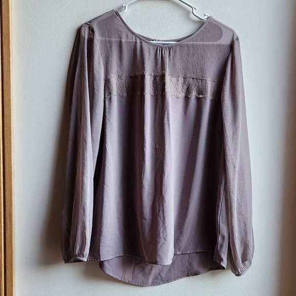 Apt. 9 Taupe Semi-Sheer Blouse Size Large - Picture 1 of 14